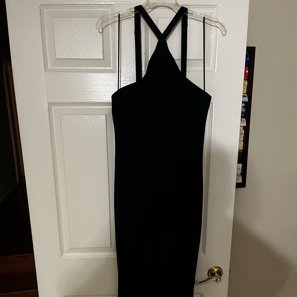 Dress the Population Black Backless Halter Evening Gown